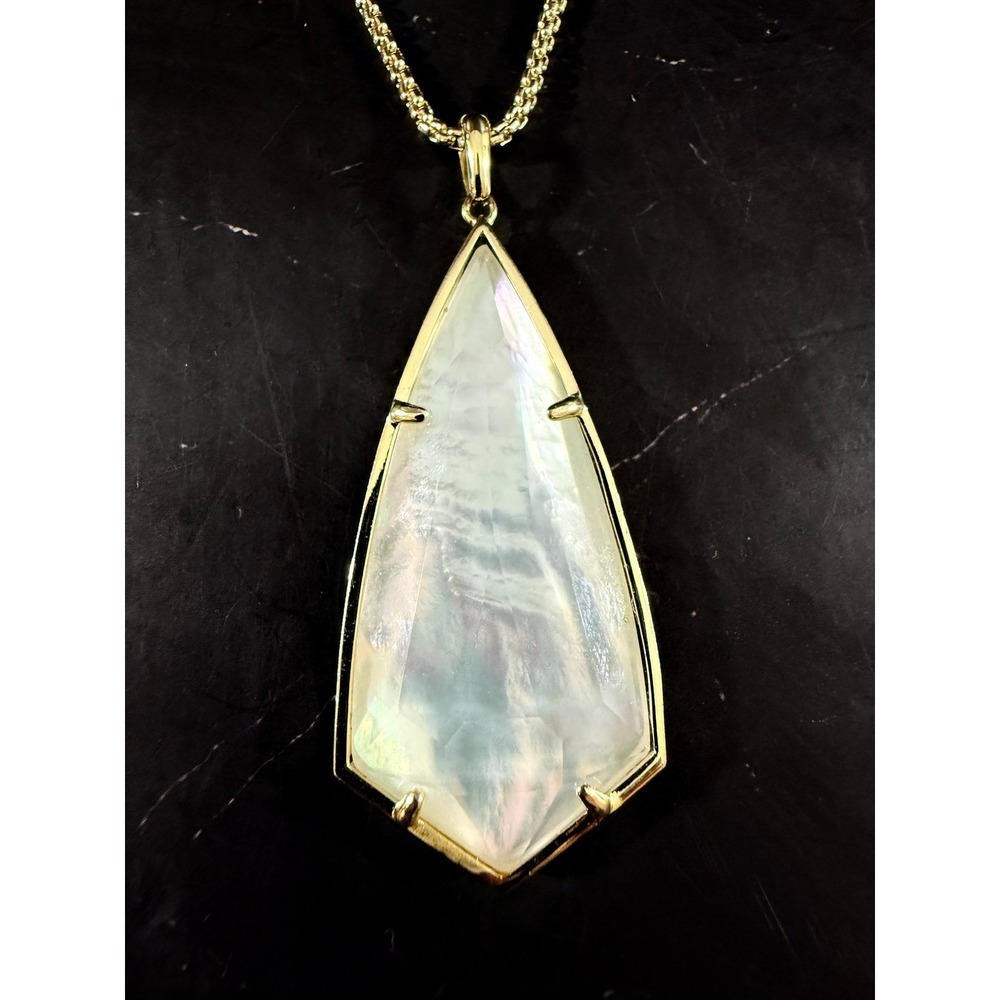 Kendra Scott Carole Mother of Pearl Long 30-32in Gold Tone Pendant Necklace